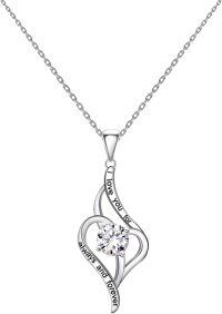 wholesale TOUPOP Mothers Day Gifts For Mom Sterling Silver Heart Necklace Pendant Forever Love Heart Pendant Anniversary Birthday Mother's Day Jewelry Gifts For Mom Grandma Wife From Daughter -undefined