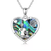 TOUPOP 925 Sterling Silver Stone Ash Necklace Pet Memorial Jewelry-style_name:9-Cat