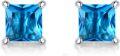 wholesale 925 Sterling Silver Cubic Zirconia 7mm Princess Cut Birthstone Earrings for Women-0-1