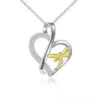 TOUPOP Sterling Silver & Stone Pendant Necklace For Women-style_name:Dragonfly Necklace
