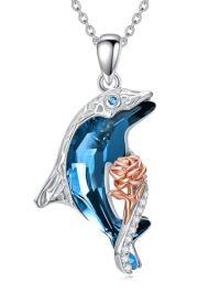 wholesale Crystal Ocean Necklace S925 Sterling Silver Ocean Beach Theme Jewelry Gifts -style_name:Dolphin