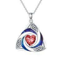 wholesale TOUPOP Celtic Birthstone Necklace For Women 925 Sterling Silver Trinity Knot Crystal Pendant Irish Jewelry Anniversary Birthday Gifts For Her Wife Girlfriend Mom Daughter -color_name:01-Jan. - Garnet
