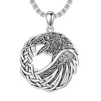 wholesale Viking Necklace 925 Sterling Silver Norse Jewelry For Fathers Day Anniversary Birthday Gifts Christmas Gifts For Men -style_name:E-Viking Raven II
