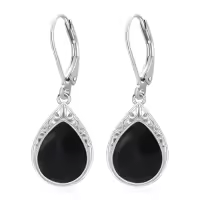 TOUPOP Sterling Silver Celtic Filigree Teardrop Leverback Earrings-color_name:Black Onyx