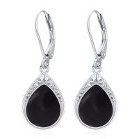 wholesale Teardrop Earrings For Women Celtic Filigree Drop Earrings Sterling Silver Leverback Jewelry Christmas Gifts For Women Mom -color_name:Black Onyx