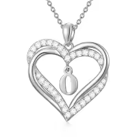 TOUPOP Sterling Silver O Heart Initial Letter Pendant Necklace for Women Jewelry Christmas Valentine Mothers Day Birthday Gifts for Women Her Wife Girlfriend Mom-style_name:Heart Initial O