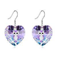 wholesale Owl Earrings 925 Sterling Silver Crystal Family Earrings Birthday Christmas Jewelry For Women -style_name:1 Owl