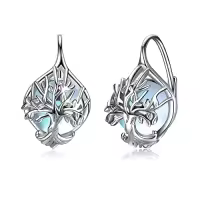 TOUPOP Sterling Silver Birthstone Tree Of Life Leverback Earrings Gifts For Women Teens Birthday-style_name:F-June.