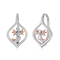 TOUPOP Sterling Silver Leverback Dangle Drop Hoop Earrings For Women-style_name:03-Axolotl