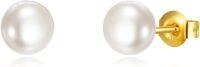 wholesale 14K Gold Pearl Stud Earrings Flat Back Post Jewelry for Women-6mm
