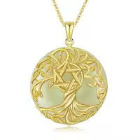 TOUPOP 14K Gold Plated Sterling Silver Jade Tree Of Life Necklace Celtic Family Jewelry Gift-style_name:Star of David