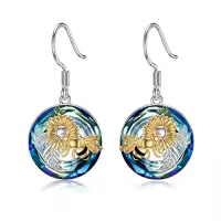 TOUPOP Sterling Silver Blue Crystal Animals Dangle Drop Earrings-style_name:Bee earrings