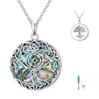 TOUPOP Sterling Silver Tree Of Life Urn Necklace For Ashes Memorial Jewelry-style_name:04-Urn