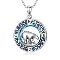 wholesale TOUPOP Eagle/dragon/phoenix/bear/mountains Necklace Sterling Silver Celtic Knot Jewelry With Blue Circle Crystal Jewelry Christmas Gifts For Women Men -style_name:Bear