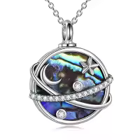 TOUPOP Sterling Silver Abalone Shell Urn Necklace For Ashes Memorial Jewelry-style_name:03-Star Moon