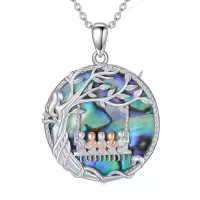 TOUPOP Sterling Silver Crystal Family Tree Necklace For Women-style_name:Abalone Shell-Mother 5 Children
