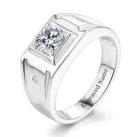 wholesale TOUPOP Personalized Moissanite Ring For Men Solitaire Diamond Wedding Ring 925 Sterling Silver/10k/14k/18k D Color Vvs1 Clarity Round Cut Moissanite Engagement Anniversary Jewelry Gift For Christmas -style_name:N Moissanite Ring