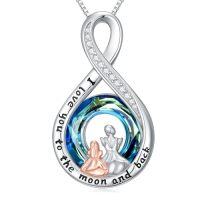 wholesale TOUPOP Gifts For Mom Mother Daughter Son Necklace Sterling Silver Family Pendant Jewelry For Women I Love You To The Moon And Back Birthday Gifts For Her -style_name:1-Mother and 1 Daughter