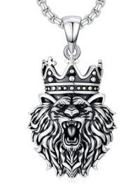 wholesale 925 Sterling Silver Lion/owl/eagle/wolf Necklace Pendant For Men Jewelry Christmas Gifts For Men -style_name:A002-Lion 0.98 inch