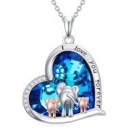wholesale Elephant Necklace For Women 925 Sterling Silver Heart Crystal Necklace Pendant Elephant Jewelry Christmas Gifts For Women -style_name:3-Elephant