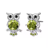 TOUPOP Sterling Silver Ruby Owl Stud Earrings For Women-color_name:08-Aug