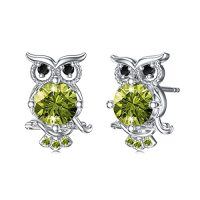 wholesale TOUPOP S925 Sterling Silver Owl Stud Earrings For Women - July Birthstone Jewelry Gifts For Daughter Granddaughter -color_name:08-Aug