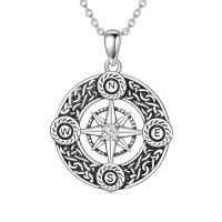 TOUPOP Sterling Silver & Stone Necklace Pendant Gift for Women-style_name:2-Compass Necklace