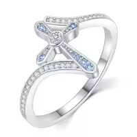TOUPOP Sterling Silver Ring with Stone Jewelry Christmas Gifts for Women-style_name:8-Cross Ring Size 8