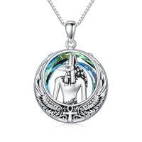 wholesale TOUPOP Egyptian Necklace Sterling Silver Egypt God Pendant With Blue Circle Crystal Jewelry Gifts For Women Men -style_name:Anubis