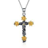 wholesale TOUPOP Gifts For Women Cross Jewelry Sterling Silver Cross Necklace Faith Jewelry For Women Wife Girlfriend Daughter Birthday -color_name:Sunflower Cross
