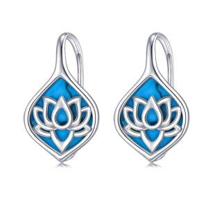 E - Turquoise Lotus Earrings