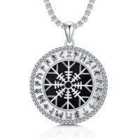 wholesale Viking Necklace 925 Sterling Silver Norse Jewelry For Fathers Day Anniversary Birthday Gifts Christmas Gifts For Men -style_name:D-Viking Aegishjalmur