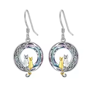 2 Cats(Silver and Yellow Gold)-Purple Crystal-02-A