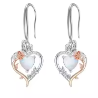 TOUPOP Sterling Silver Rose Quartz Butterfly Earrings Love Jewelry Gifts For Women-color_name:13-October-Opal