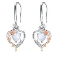 wholesale TOUPOP Rose Heart Birthstone Earrings 925 Sterling Silver Butterfly Earrings Love Jewelry Anniversary Birthday Christmas Gifts For Women Wife Her -color_name:13-October-Opal