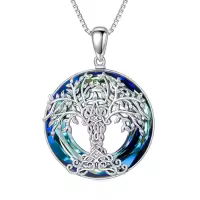 TOUPOP Sterling Silver Crystal Tree Of Life Necklace Jewelry Gift-style_name:03-Celtic