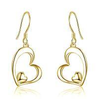 wholesale TOUPOP Heart Earrings For Women Sterling Silver Heart Dangle Drop Earrings Heart Jewely Heart Gifts For Birthday Anniversary Christmas Gifts -style_name:Yellow Gold