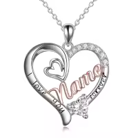 TOUPOP Sterling Silver & Birthstone I Love You Forever Sister Pendant Gift-color_name:13- Custom Name Necklace