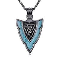 wholesale Arrowhead Necklace For Men 925 Sterling Silver Arrow Necklace Turquoise Valknut/eye Of Horus/celtic Knot Pendant Viking Jewelry Christmas Gifts For Men Women -style_name:2-Valknut