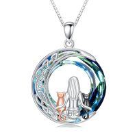 wholesale TOUPOP Cat Necklace For Women 925 Sterling Silver Tree Of Life Pendant Celtic Knot Cat Jewelry Christmas Gifts For Women Daughter Cats Lover -style_name:Celtic Knot-2 Cat
