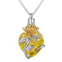 wholesale TOUPOP Heart Cremation Jewelry For Ashes Sterling Silver Birth Flower Urn Necklace With Crystal W/funnel Filler Memorial Keepsake Jewelry For Women Girls -color_name:11-Nov.
