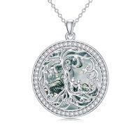 wholesale TOUPOP Christmas Gifts For Mom, Mothers And Daughter/son Necklace, 925 Sterling Silver Tree Of Life Crystal Jewelry Birthday Gifts For Women Mother Grandma Wife -color_name:H-Mother and 2 Child-Moss Agate