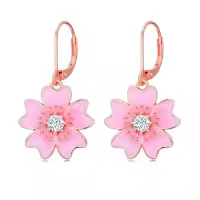 TOUPOP 925 Sterling Silver Lotus Cherry Blossoms Sunflower Snowflake Daisy Rose Earrings Floral Jewelry-style_name:2-Cherry Blossoms