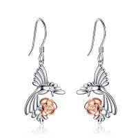 wholesale TOUPOP Cute Animal Dangle Earrings Animal Jewelry Birthday Christmas Gifts For Women Sterling Silver Crystal Opal Earrings -color_name:Hummingbird