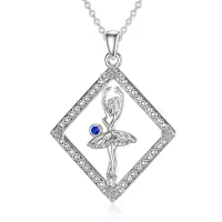 TOUPOP Sterling Silver & Stone Pendant Necklace For Women-style_name:Ballerina Necklace