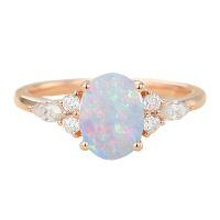 wholesale 925 Sterling Silver Opal Rings Wholesale With Zircon Accents-Opal