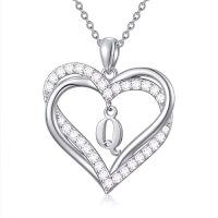 wholesale TOUPOP Heart Initial Necklace 925 Sterling Silver Initial A-z Letter Pendant Necklace Double Heart Jewelry Anniversary Birthday Christmas Gifts For Women Her Wife Girlfriend -style_name:Heart Initial Q