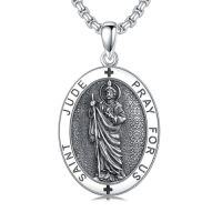wholesale TOUPOP Christmas Gifts For Men 925 Sterling Silver Saint Amulet Necklace For Men Women Protection Medal Pendant Religious Necklace Catholic Jewelry Birthday Gifts For Father Son Husband Grandfather Police -style_name:G01-St Jude