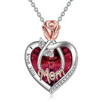 wholesale TOUPOP Christmas Gifts For Mom Grandma Nana 925 Sterling Silver I Love You Necklace Rose Flower Love Heart With Crystal Jewelry For Women -color_name:07 Jul-Mom Necklace with Heart Crystal