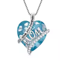 TOUPOP Sterling Silver 12 Birthstone I Love You Forever Heart Pendant Necklace-color_name:03- Mar